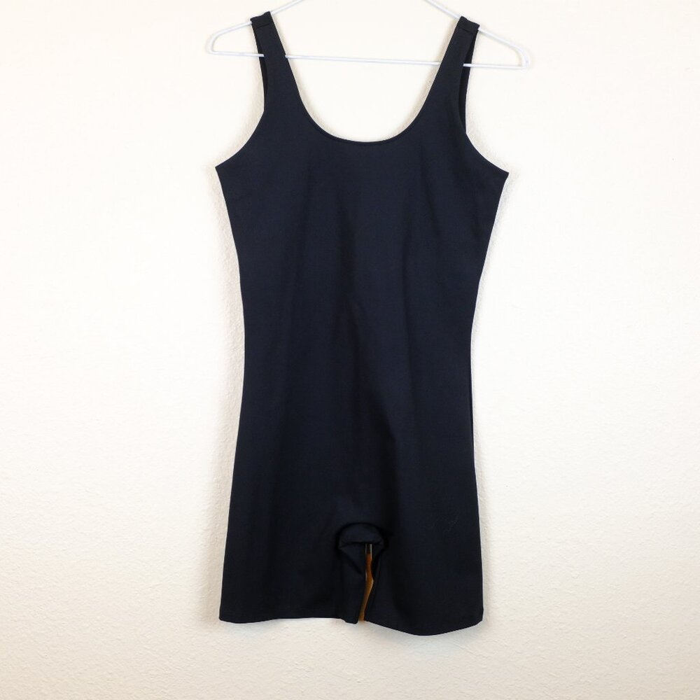Girlfriend collective black playsuit bike suit unitard leotard body suit medium